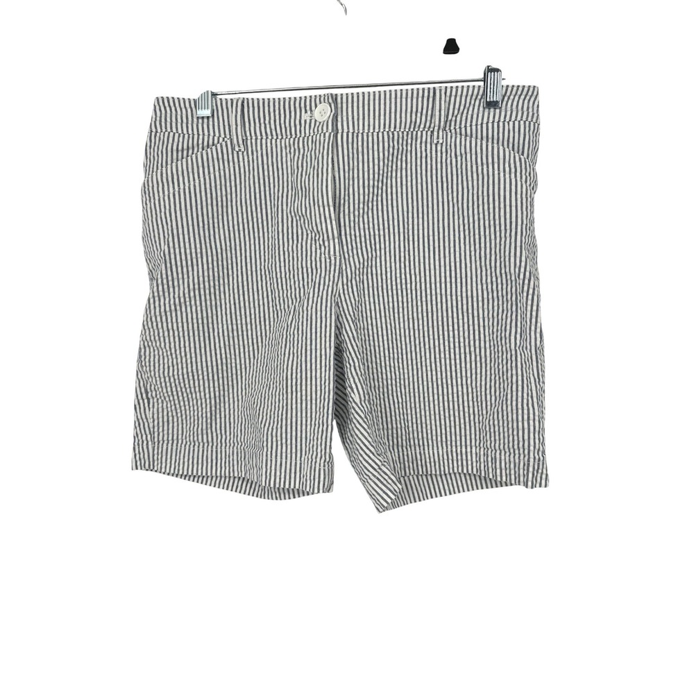 Talbots Shorts Womens 4 Blue Seersucker Striped Cotton Blend Preppy Nautical 6"